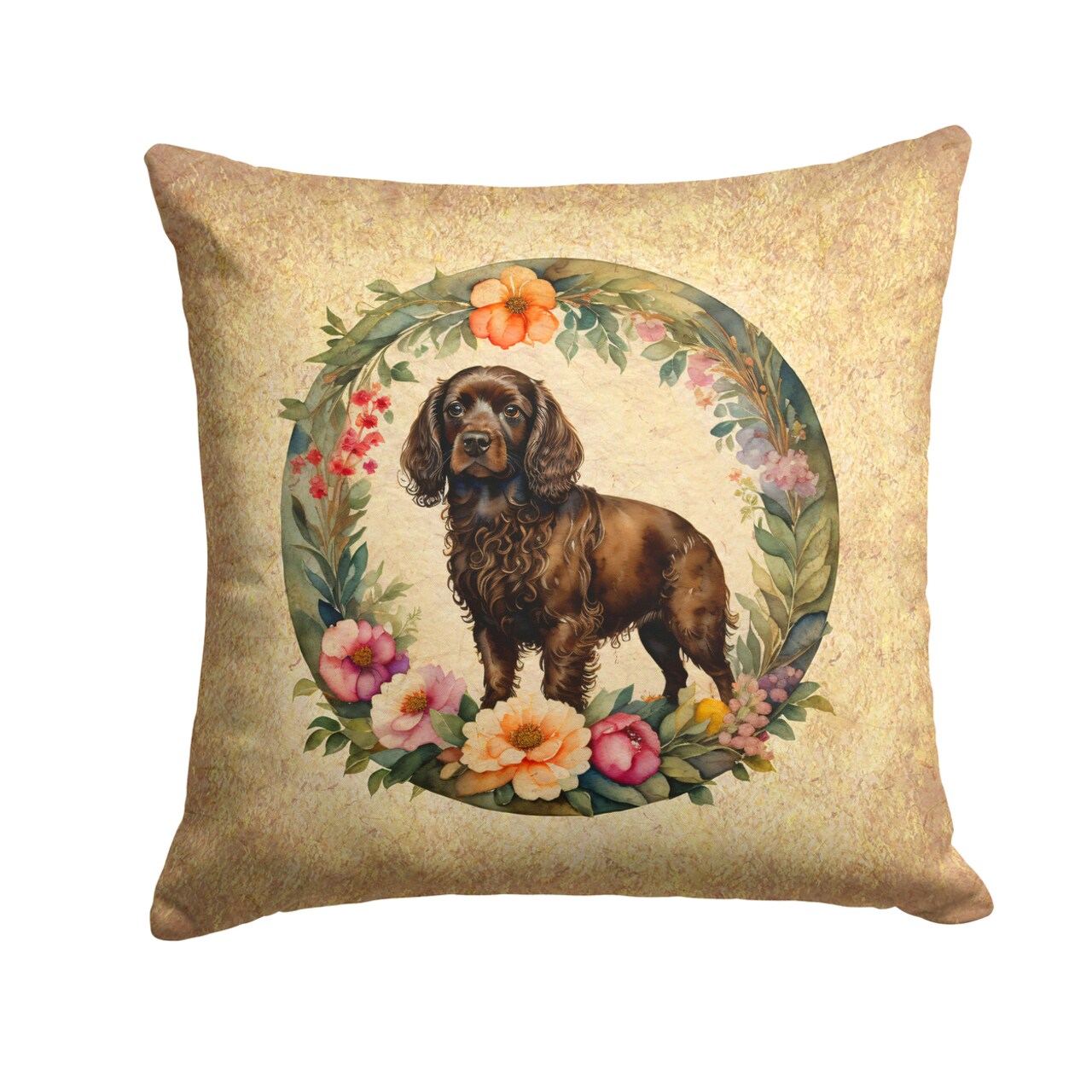 Caroline's Treasures Boykin Spaniel and Flowers Fabric Decorative Pillow